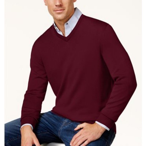 Club Room Red V Neck Sweater Medium 
